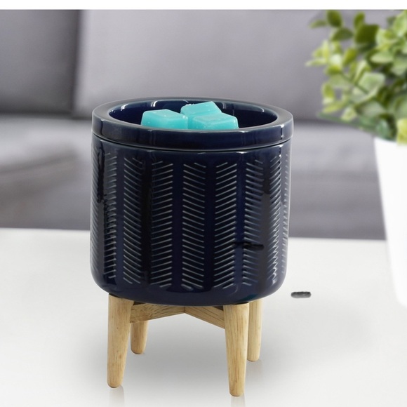 Better Homes And Gardens Electric Navy Ceramic Wax Warmer With Wood Stand - Picture 2 of 2